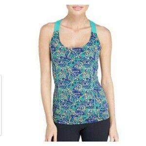 Threads 4 Thought Tank Top Womens XS Blue Green Paisley Criss Cross Back